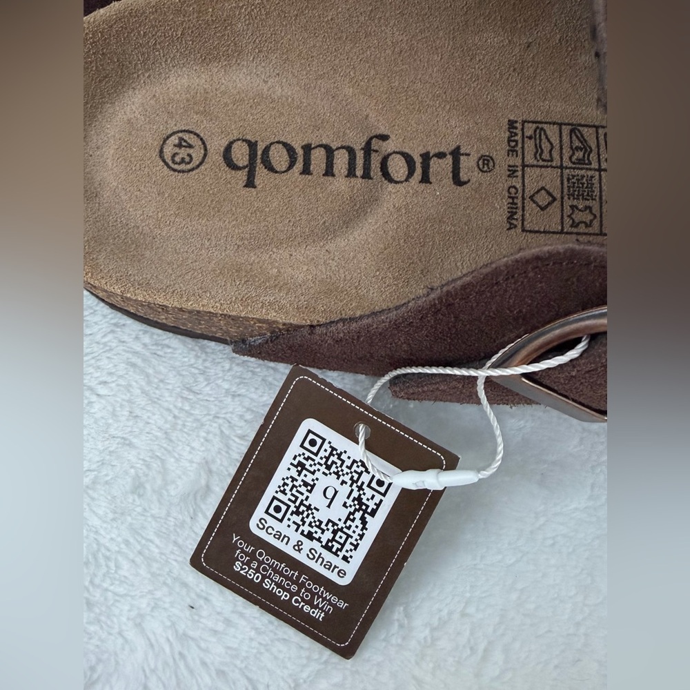 Qomfort Women’s Genuine Suede Clogs Mocha Size 43 US 10.5-11 NEW Molded Footbed - Picture 13 of 16